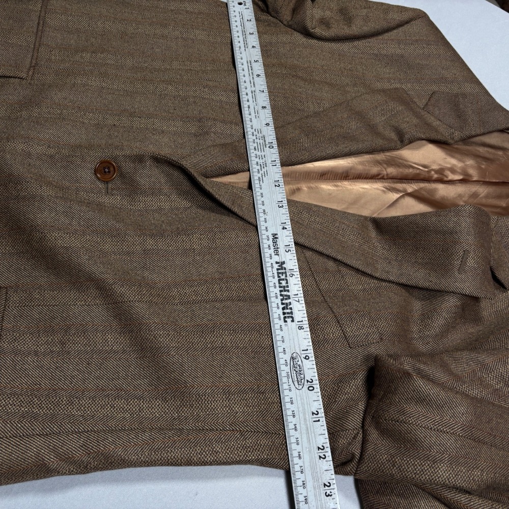 Brooks Brothers Saxon Sport Coat Men 43R Brown Herringbone Striped 2-Button USA - Picture 15 of 15